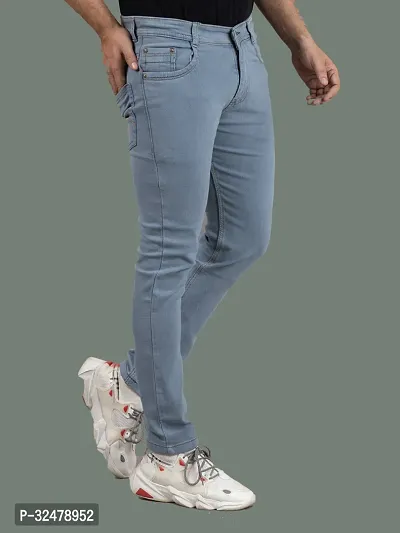 Comfortable Grey Denim Mid-Rise Jeans For Men-thumb3