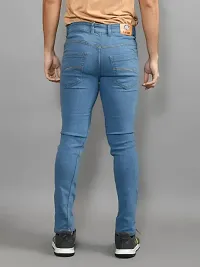 Stylish Blue Denim Solid Mid-Rise Jeans For Men-thumb1