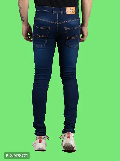 Comfortable Blue Denim Mid-Rise Jeans For Men-thumb2