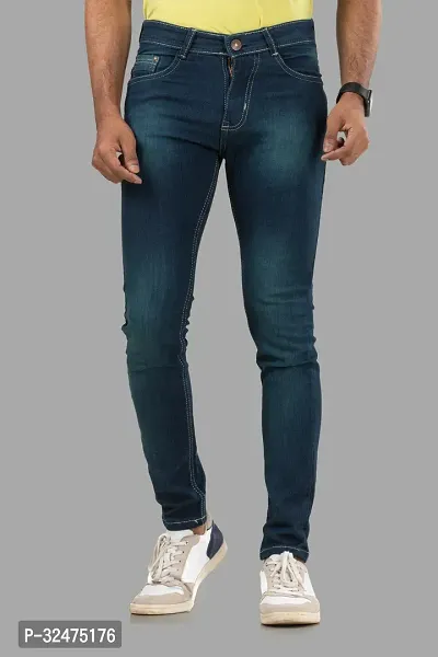 Comfortable Blue Denim Mid-Rise Jeans For Men-thumb2