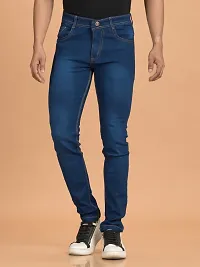 Comfortable Blue Denim Mid-Rise Jeans For Men-thumb1