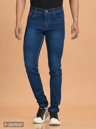 Comfortable Blue Denim Mid-Rise Jeans For Men-thumb2