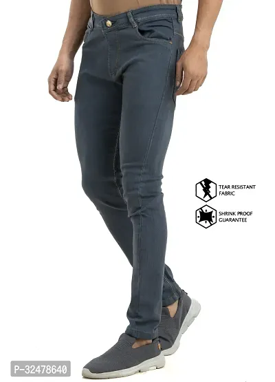 Comfortable Grey Denim Mid-Rise Jeans For Men-thumb0