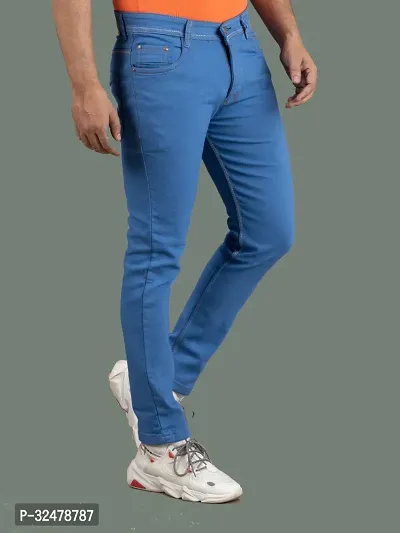 Comfortable Blue Denim Mid-Rise Jeans For Men-thumb3