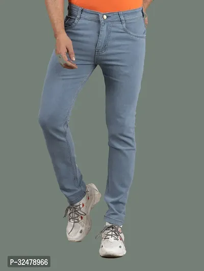 Comfortable Grey Denim Mid-Rise Jeans For Men-thumb4