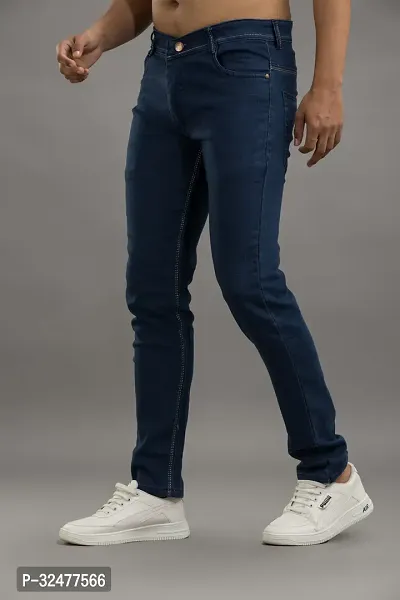 Comfortable Blue Denim Mid-Rise Jeans For Men-thumb0