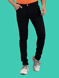 Comfortable Black Denim Mid-Rise Jeans For Men-thumb3