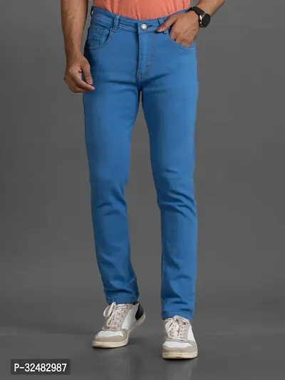 Elegant Denim Solid Jeans For Men And Boys