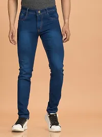 Comfortable Blue Denim Mid-Rise Jeans For Men-thumb1