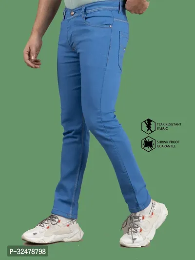 Comfortable Blue Denim Mid-Rise Jeans For Men-thumb4