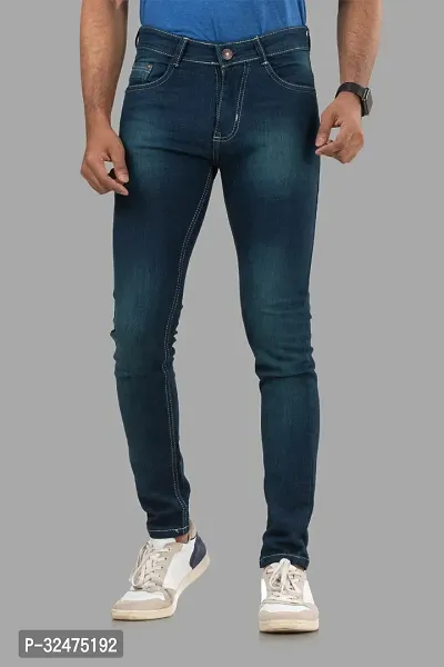 Comfortable Blue Denim Mid-Rise Jeans For Men-thumb2