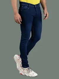 Stylish Blue Denim Solid Mid-Rise Jeans For Men-thumb1