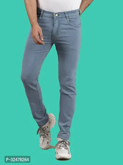 Comfortable Grey Denim Mid-Rise Jeans For Men-thumb4