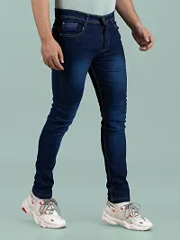 Stylish Blue Denim Solid Mid-Rise Jeans For Men-thumb2