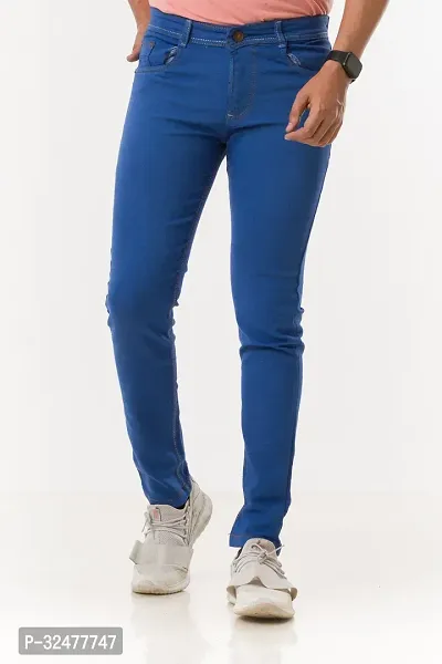 Comfortable Blue Denim Mid-Rise Jeans For Men-thumb2