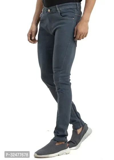 Comfortable Grey Denim Mid-Rise Jeans For Men-thumb0