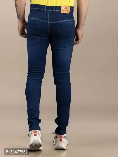 Comfortable Blue Denim Mid-Rise Jeans For Men-thumb2