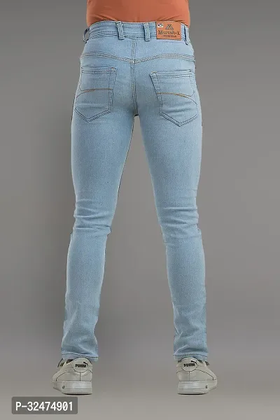 Comfortable Blue Denim Mid-Rise Jeans For Men-thumb2