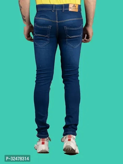 Comfortable Blue Denim Mid-Rise Jeans For Men-thumb2