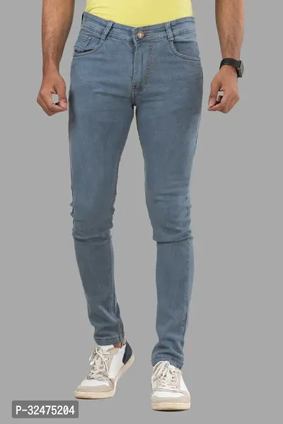 Comfortable Grey Denim Mid-Rise Jeans For Men-thumb2