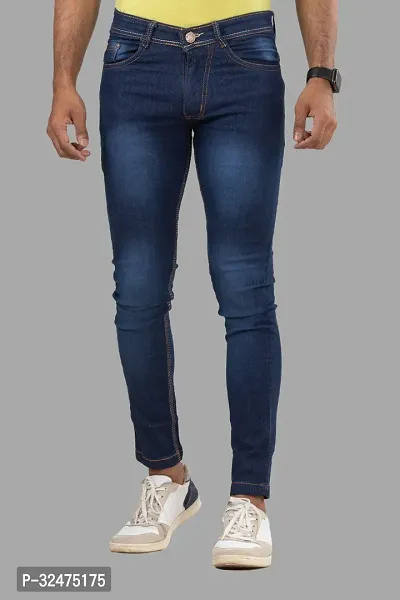 Comfortable Blue Denim Mid-Rise Jeans For Men-thumb2