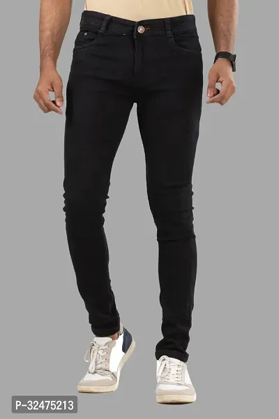 Comfortable Black Denim Mid-Rise Jeans For Men-thumb2