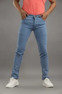 Comfortable Blue Denim Mid-Rise Jeans For Men-thumb1