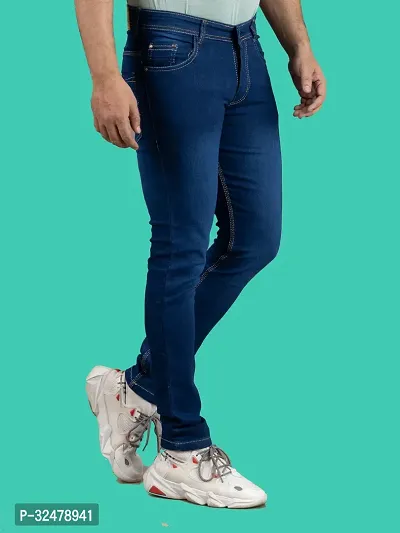 Comfortable Blue Denim Mid-Rise Jeans For Men-thumb3