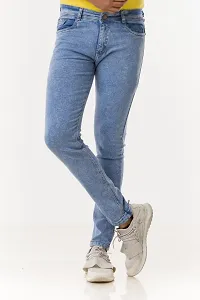 Comfortable Blue Denim Mid-Rise Jeans For Men-thumb1