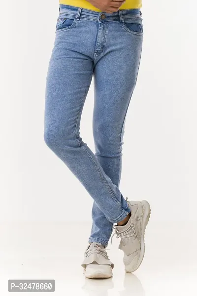 Comfortable Blue Denim Mid-Rise Jeans For Men-thumb2