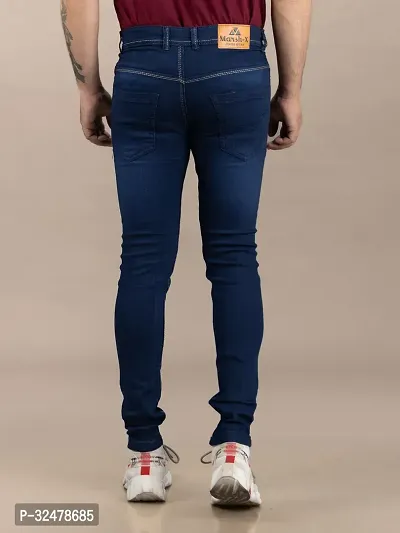 Comfortable Blue Denim Mid-Rise Jeans For Men-thumb2