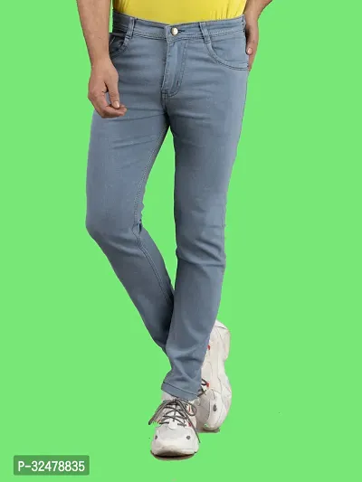 Comfortable Grey Denim Mid-Rise Jeans For Men-thumb4