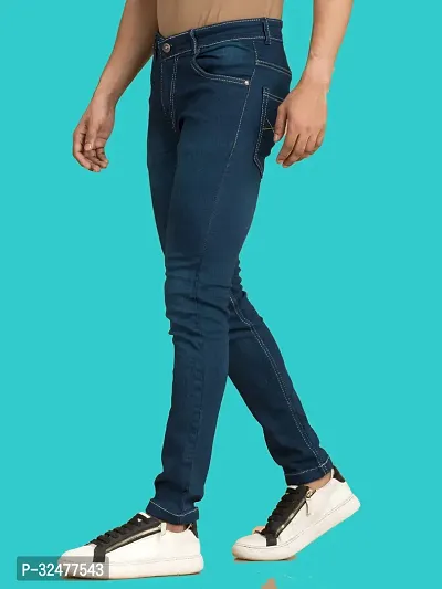 Comfortable Blue Denim Mid-Rise Jeans For Men-thumb0