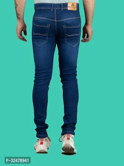 Comfortable Blue Denim Mid-Rise Jeans For Men-thumb2