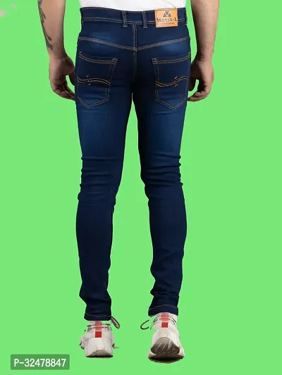 Comfortable Blue Denim Mid-Rise Jeans For Men-thumb2