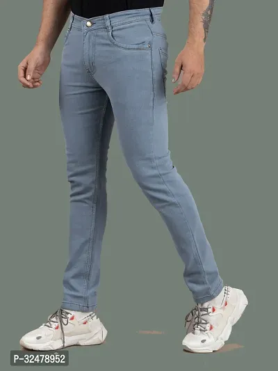 Comfortable Grey Denim Mid-Rise Jeans For Men-thumb0