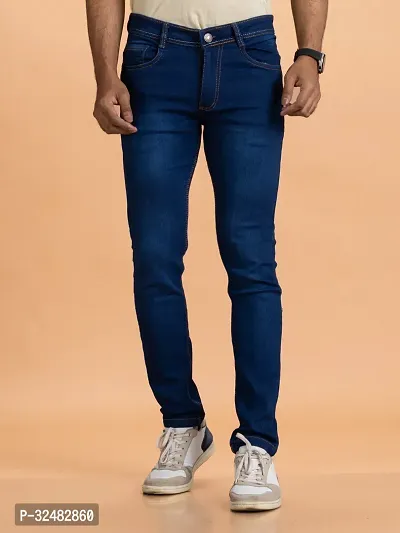 Elegant Denim Solid Jeans For Men And Boys