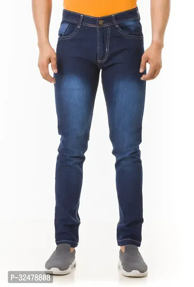 Comfortable Blue Denim Mid-Rise Jeans For Men-thumb2