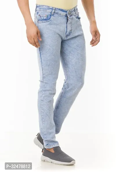 Comfortable Blue Denim Mid-Rise Jeans For Men-thumb3