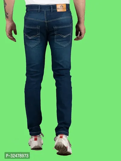 Comfortable Blue Denim Mid-Rise Jeans For Men-thumb2