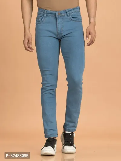 Elegant Denim Solid Jeans For Men And Boys