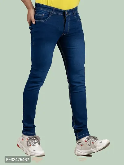 Comfortable Blue Denim Mid-Rise Jeans For Men-thumb4