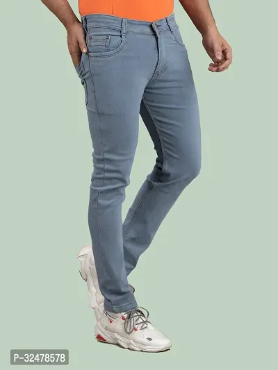 Comfortable Grey Denim Mid-Rise Jeans For Men-thumb3