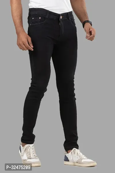 Comfortable Black Denim Mid-Rise Jeans For Men-thumb3