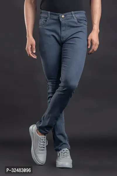 Elegant Denim Solid Jeans For Men And Boys