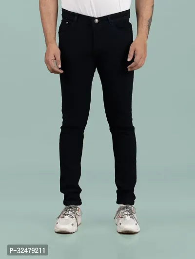 Comfortable Black Denim Mid-Rise Jeans For Men-thumb3