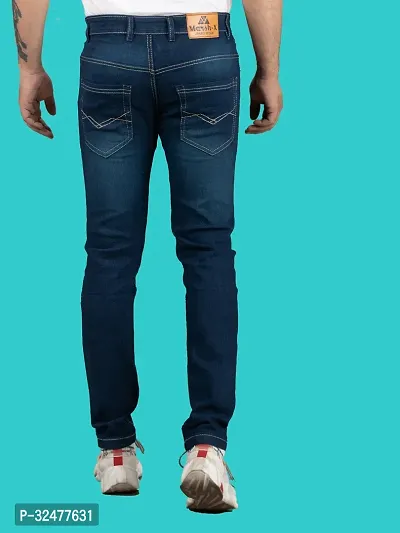 Comfortable Blue Denim Mid-Rise Jeans For Men-thumb2