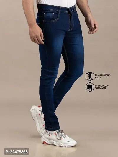 Comfortable Blue Denim Mid-Rise Jeans For Men-thumb3