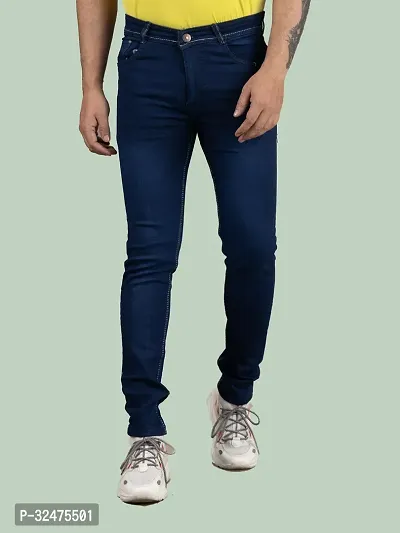 Comfortable Blue Denim Mid-Rise Jeans For Men-thumb2