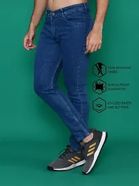 Stylish Blue Denim Solid Mid-Rise Jeans For Men-thumb1